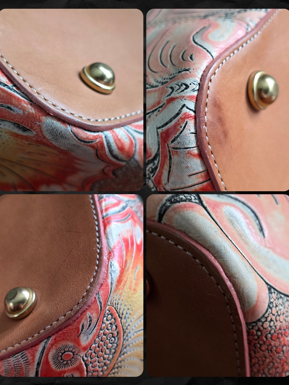 Brahmin All Day Tote Sunset Batik Floral Embossed Leather Tote Bag - Picture 11 of 16
